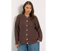 Yours Women's Metal Button Knitted Cardigan Sweater in Chocolate | Size: 14/16
