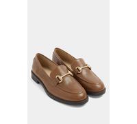 Yours - Leather Metal Trim Loafers in Wide E Fit - Women's Brown
