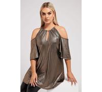 Yours Women's Metallic Chain Detail Top in Light Brown | Size: 18 Yours Light Brown 18