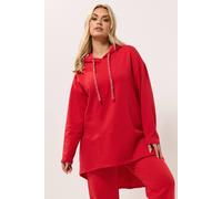 Yours Women's Metallic Drawstring Longline Hoodie in Red | Size: 20