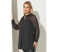 Yours Women's Metallic Foil Crinkle Shirt in Black | Size: 20 Yours Black 20