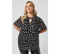 Yours Women's Metallic Keyhole Blouse in Black | Size: 18 Yours Black 18
