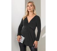 Yours Women's Metallic Knot Detail Top in Black | Size: 22-24 Yours Black 22-24