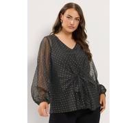 Yours Women's Metallic Spot Blouse in Black | Size: 22-24 Yours Black 22-24