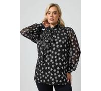 Yours Women's Metallic Star Blouse in Black | Size: 10