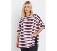 Yours Curve Metallic Stripe T-Shirt - Women's - Plus Size Curve Purple