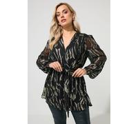 Yours Women's Metallic Wrap Blouse in Black | Size: 20
