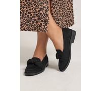 Yours - Microfibre Bow Loafer in Wide E Fit - Women's Black