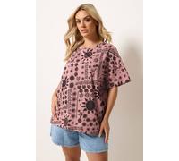 Yours Curve Mixed Celestial T-Shirt - Women's - Plus Size Curve Pink