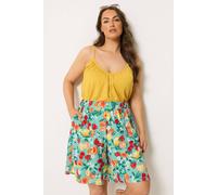 Yours Women's Mixed Fruit Textured Shorts in Mint | Size: 26-28 Yours Mint 26-28