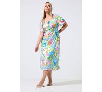 Yours Limited Collection Curve White Mixed Postcard Tea Dress - Women's - Plus Size Curve