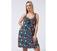 Yours Women's Mixed Print Mini Dress in Black | Size: 22/24