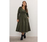 Yours Mixed Rib Midaxi Dress In Light Khaki Light Khaki 22-24