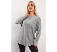 Yours Women's Mixed Ribbed Jumper in Grey | Size: 22-24 Yours Grey 22-24