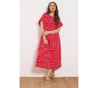 Yours Women's Mixed Shell Midi Dress in Red | Size: 22-24 Yours Red 22-24