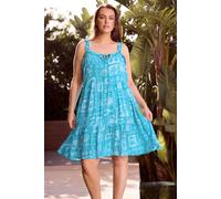 Yours Women's Mixed Shell Mini Dress in Aqua | Size: 18-20 Yours Aqua 18-20