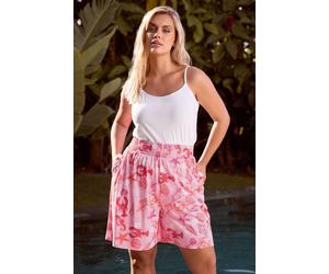 Yours Women's Mixed Shell Shirred Shorts in Pink | Size: 18-20 Yours Pink 18-20