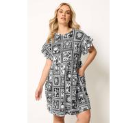 Yours Curve Mixed Shell Tunic Dress - Women's - Plus Size Curve Black