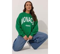 Yours 'monaco' Slogan Sweatshirt In Green Green 22-24