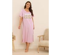Yours Curve Pink 'Morning Cuddles' Teddy Print Midaxi Nightdress - Women's - Plus Size Curve