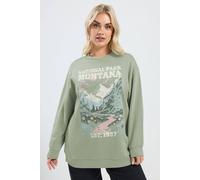 Yours Women's Mountain Scene Sweatshirt in Light Green | Size: 30-32 Yours Light Green 30-32