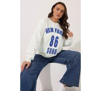 Yours 'new York' Slogan Sweatshirt In White White 18