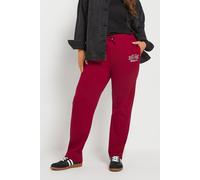 Yours Curve Burgundy 'New York' Straight Leg Joggers - Women's - Plus Size Curve