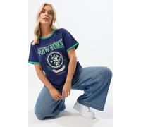 Yours Women's 'New York' Varsity Ringer T-Shirt in Dark Navy | Size: 16 Yours Dark Navy 16