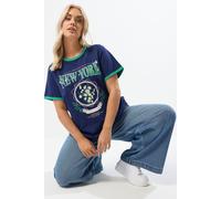 Yours Women's 'New York' Varsity Ringer T-Shirt in Dark Navy | Size: 26-28 Yours Dark Navy 26-28