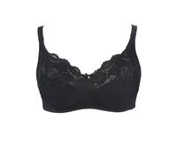 Yours Women's Non-Wired Cotton Bra With Lace Trim in Black | Size: 48D