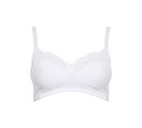 Yours Women's Non-Wired Cotton Bra With Lace Trim in White | Size: 42B