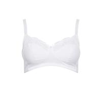 Yours Cotton Lace Trim Non-Padded Non-Wired Bralette - Women's - Plus Size Curve White