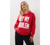 Yours Women's 'Not My Problem' Slogan Sweatshirt in Red | Size: 16 Yours Red 16