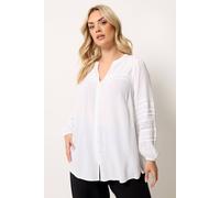Yours Women's Notch Neck Crochet Blouse in White | Size: 22-24 Yours White 22-24