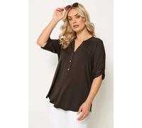 Yours Curve Brown Placket Top - Women's - Plus Size Curve