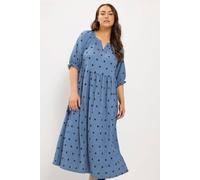 Yours Curve Spot Maxi Dress - Women's - Plus Size Curve Blue