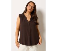Yours Women's Notch Neck Swing Blouse in Chocolate | Size: 30-32 Yours Chocolate 30-32
