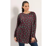 Yours Women's Novelty Swing Holly Tunic Top in Burgundy | Size: 26/28