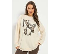 Yours Women's 'NYC' Leopard Print Sweatshirt in Cream | Size: 14-16 Yours Cream 14-16