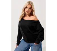 Yours Women's Off Shoulder Sweatshirt in Black | Size: 22/24