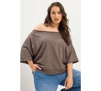 Yours Women's Off Shoulder Sweatshirt in Brown | Size: 22-24 Yours Brown 22-24