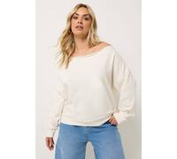 Yours Women's Off Shoulder Sweatshirt in Ivory | Size: 22-24 Yours Ivory 22-24