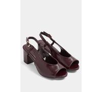 Yours - Red Open Toe Sling Back Block Heel In Wide E Fit - Women's