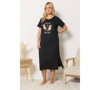 Yours Women's 'Otterly Adorable' Midaxi Nightdress in Black | Size: 38-40 Yours Black 38-40