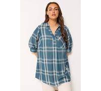Yours Curve Check Overhead Shirt - Women's - Plus Size Curve Blue
