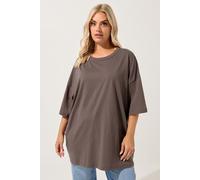 Yours Curve Oversized Boxy T-Shirt - Women's - Plus Size Curve Brown