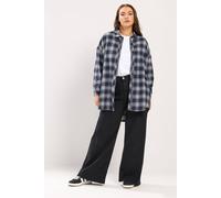 Yours Curve Blue Oversized Check Shirt - Women's - Plus Size Curve