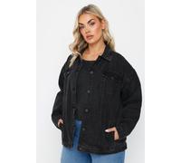 Yours Women's Oversized Denim Jacket in Black | Size: 16 Yours Black 16