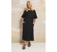 Yours Curve Oversized Pocket Detail Midi Dress - Women's - Plus Size Curve Black