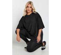Yours Curve Essential Cotton Oversized Boxy Soft Stretch Short Sleeve Scoop Neck Tee T-Shirt - Women's - Plus Size Black 30-32